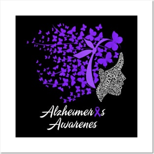 Alzheimer's Awareness Alzheimers Purple Butterflies Posters and Art